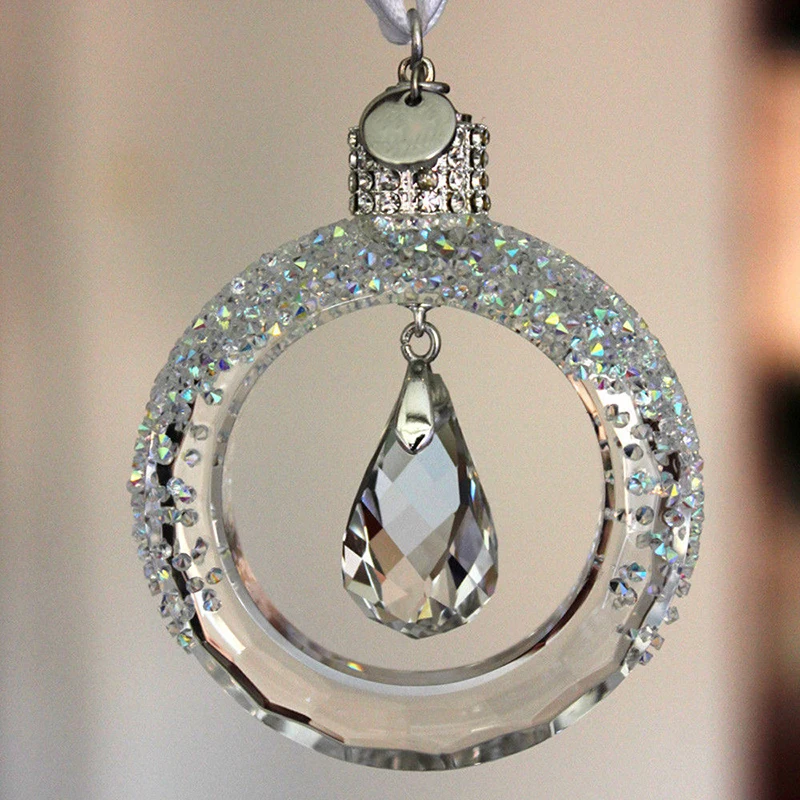 Кристалл зеркало заднего вида интерьер круг кулон декоративная подвеска для