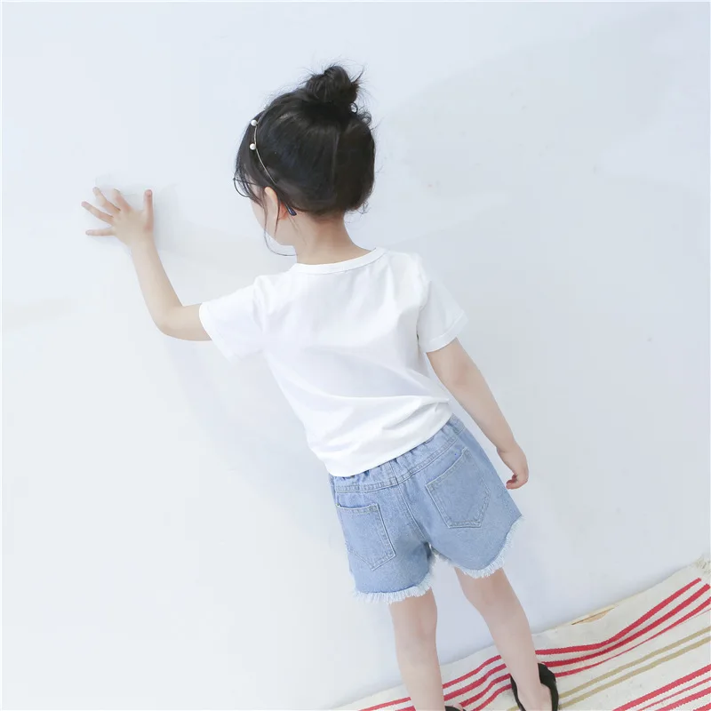Новинка лета 2018 футболки для девочек Корейская футболка ручной работы с