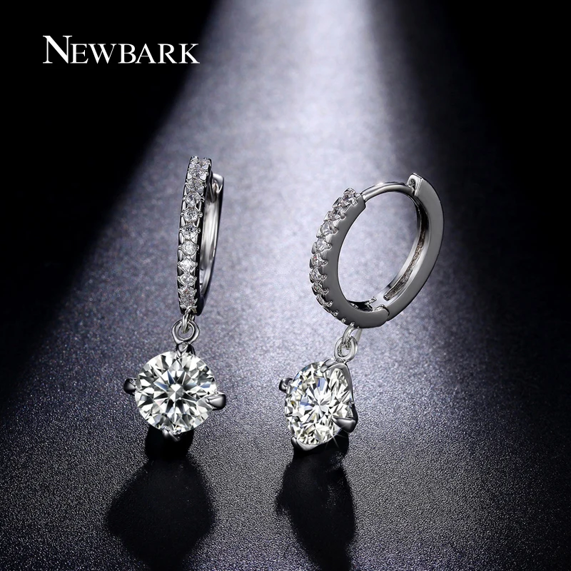 NEWBARK Luxury Silver Color Drop Earrings With Zircon Stone Anti-allergic Long Dangle Earring Women Birthday Gift Bijouterie | Украшения и