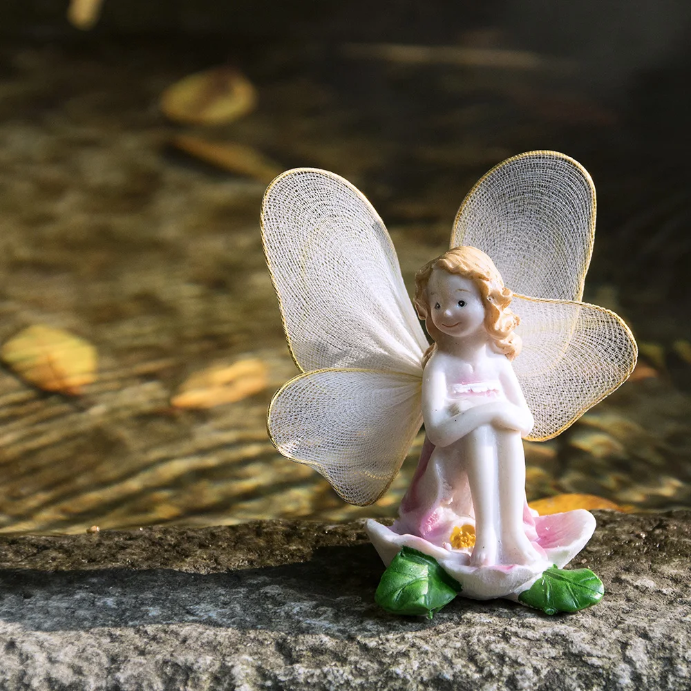Миниатюрные сказочные садовые украшения цветок ангелы Смола ремесла микро