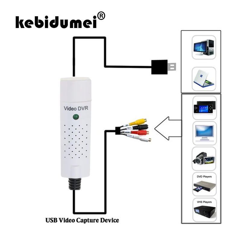Кепка для видеокамеры kebidumei USB 2 0 легко закрывается телевизора DVD VHS DVR|converter cable|dvd dvr