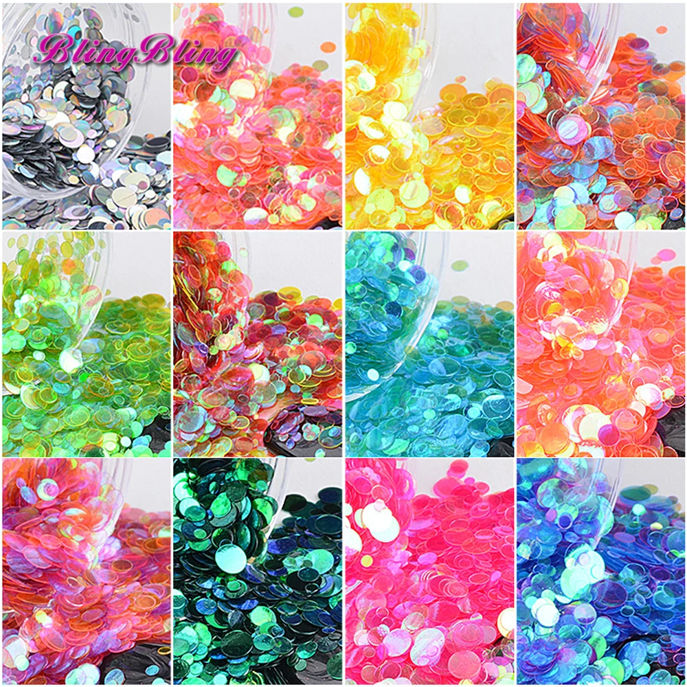 Прозрачный блёстки для ногтей Круглый блестка Блеск 12 коробка украшения