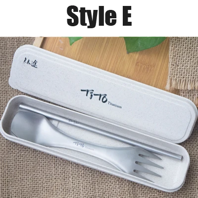spoon2straightbox TiTo наружная портативная Титановая Ложка подарочный набор титановая вилка Ультралегкая титановая Spork с короткими палочками для еды и соломинкой - Цвет: spoon2straightbox