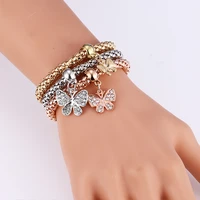 europe and america new fashion style crystal butterfly bracelet bangle 3pcsset women exquisite bracelets sets jewelry gifts