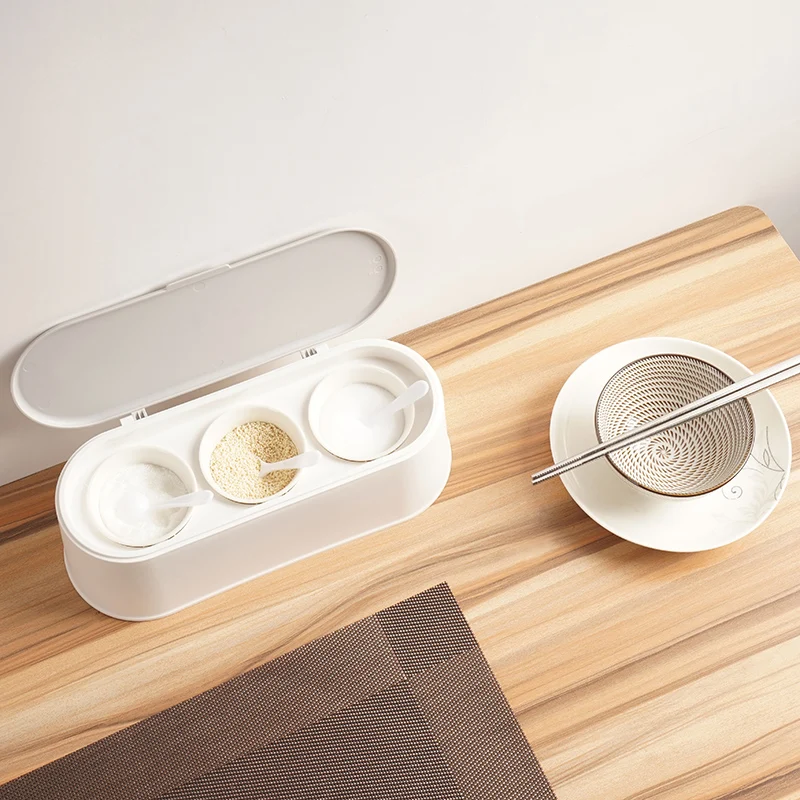 Migecon Ceramic Condiment Box Porcelain and Bamboo Cover Seasoning Spice Jar Salt Sugar Can Kitchenware Accessories | Дом и сад