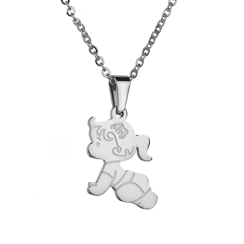 Eleple Cartoon Crawling Baby Boy Girl Necklaces for Women Men Stainless Steel Fashion Gifts Jewelry Pendant Necklace S-N587 | Украшения и