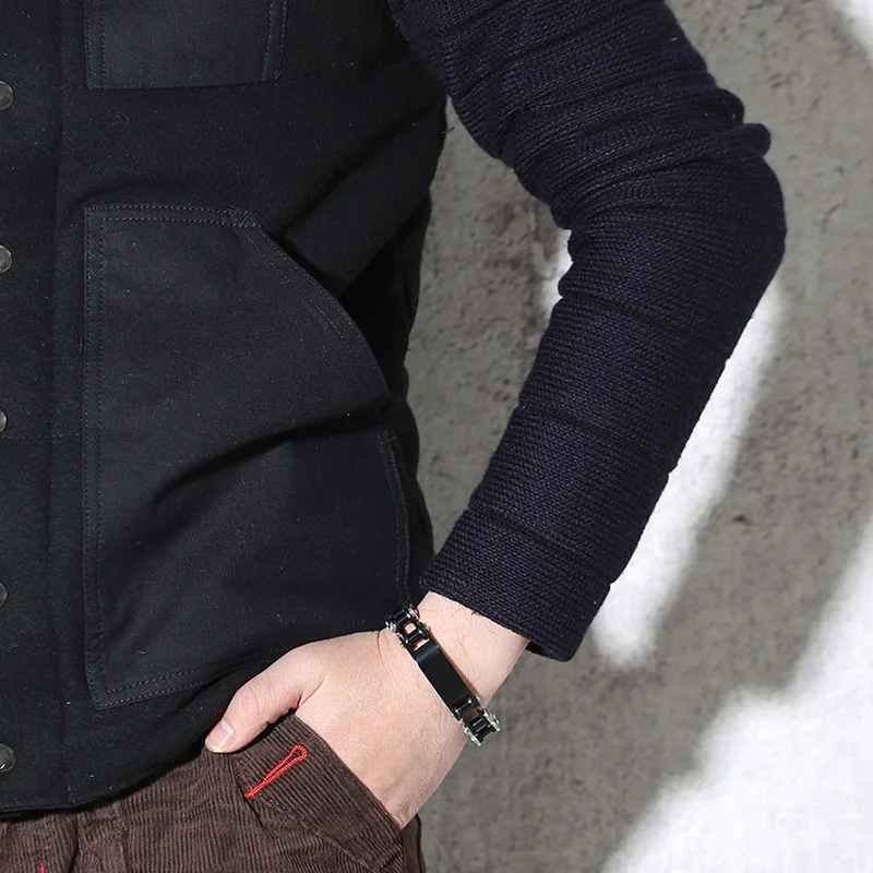 Мужское звено велосипедной цепи ID браслет для мужчин из нержавеющей стали