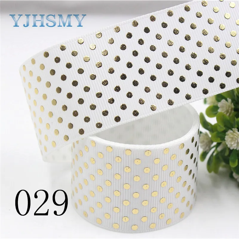 C-171005-029-598 YJHSMY C-171005-156 38 мм 5 ярдов чистая Золотая фольга Ленты Термотрансферная печать grosgrain Свадебные аксессуары своими руками материалы - Цвет: C-171005-029-598