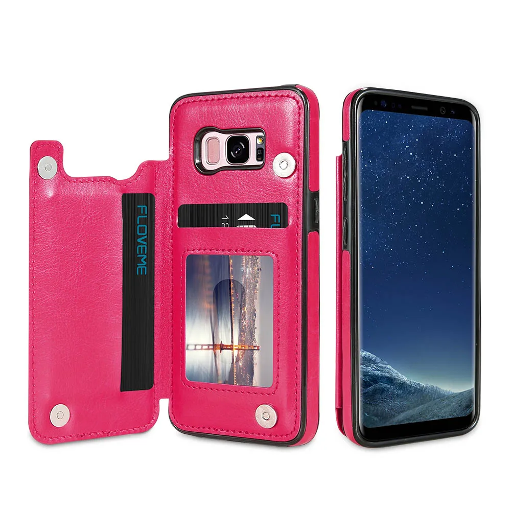 KISSCASE Ретро Бумажник чехол для телефона для samsung S10 плюс S10E S9 S8 S7 край из искусственной кожи чехол для samsung Примечание 10 плюс 8 9 задняя крышка - Цвет: Hot Pink