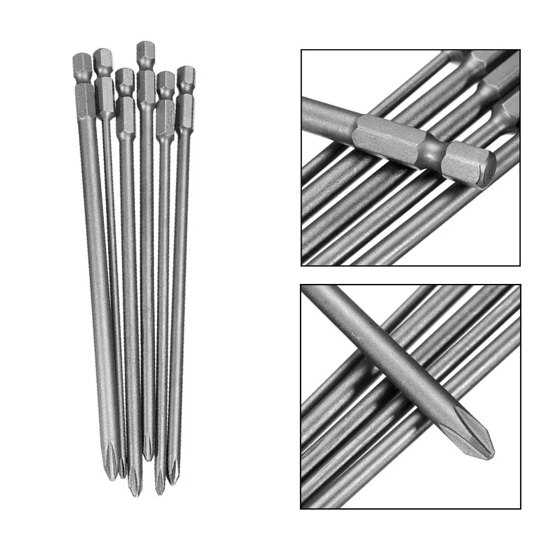 Drillpro 6 шт хвостовик 1/4 дюймов S2 легированная сталь 150 мм Длинный магнитный шестигранный для крестовых головок Набор отверток PH1 PH2 головка отвертки