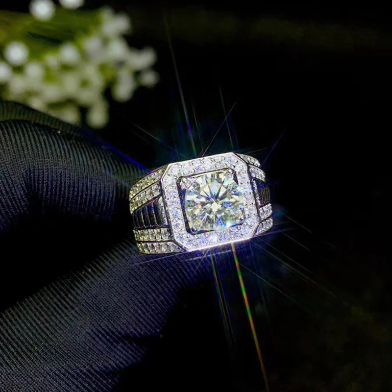 Ювелирные изделия colife роскошное кольцо Moissanite для мужчины 2ct настоящий Муассанит мужское кольцо Мода 925 Серебро Moissanite ювелирные изделия