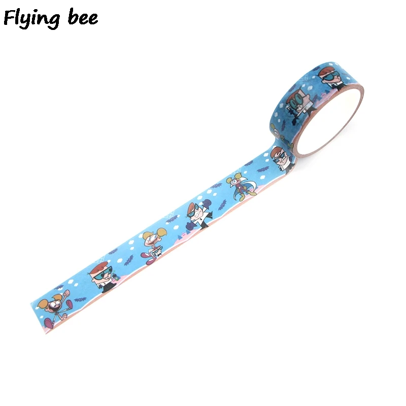 Flyingbee 15 мм X 5 м Бумага васи лента Декстер лаборатория забавная клейкая лента DIY Скрапбукинг стикер мультяшка маскирующая лента X0340