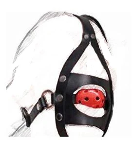 Кожаная маска-уздечка намордник с шариковым кляпом рот маска БДСМ-бондаж