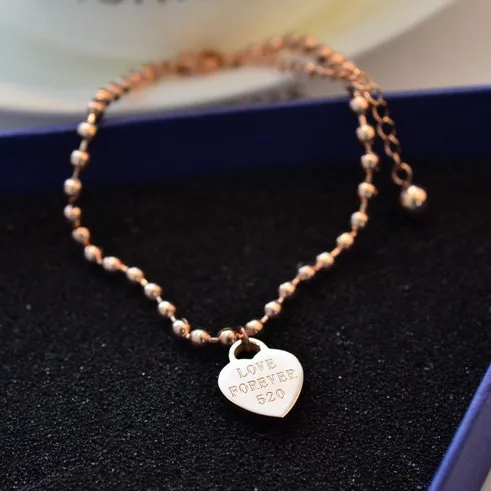 Модный брендовый браслет YUN RUO цвета розового золота с подвесками в форме сердца