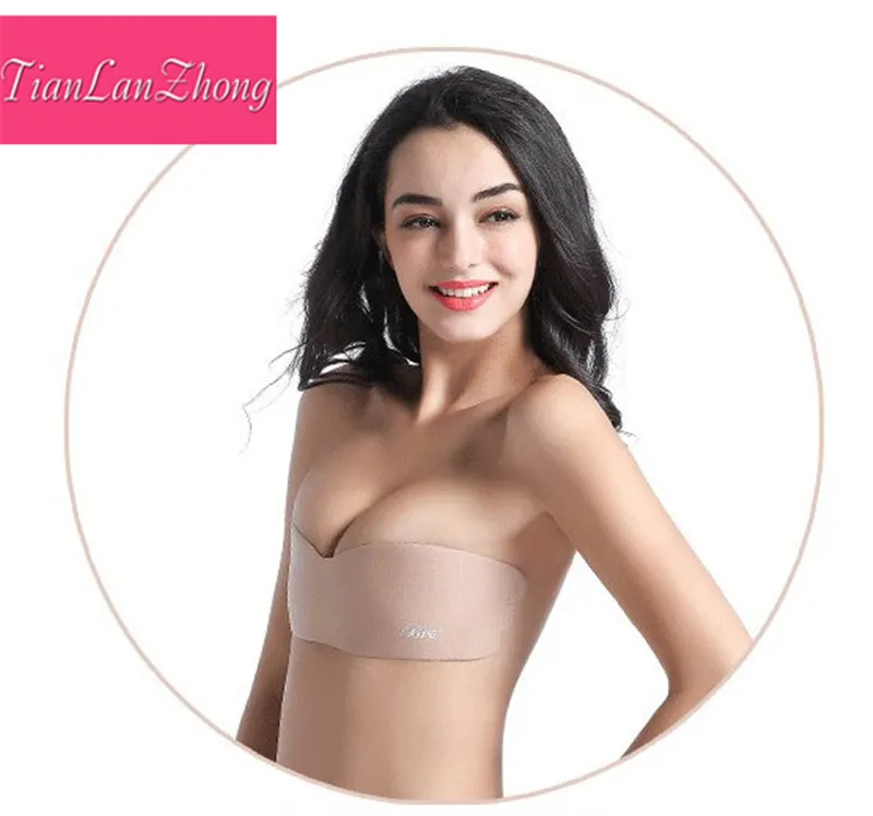 100 pcs Newest Sexy Woman Push Up Self-Adhesive Silicone Bust Front Closure One Piece Seamless Strapless Invisible One-piece Bra