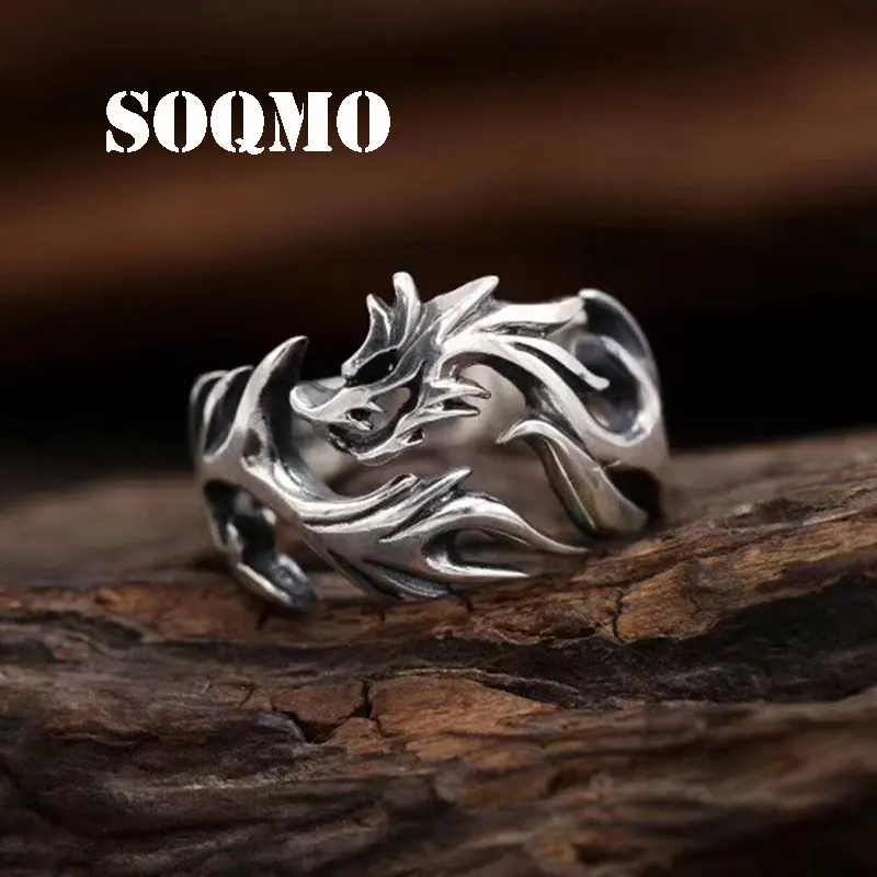 SOQMO 100% 925 серебряные новые модные ювелирные изделия Металл Твердый внутри Дракон