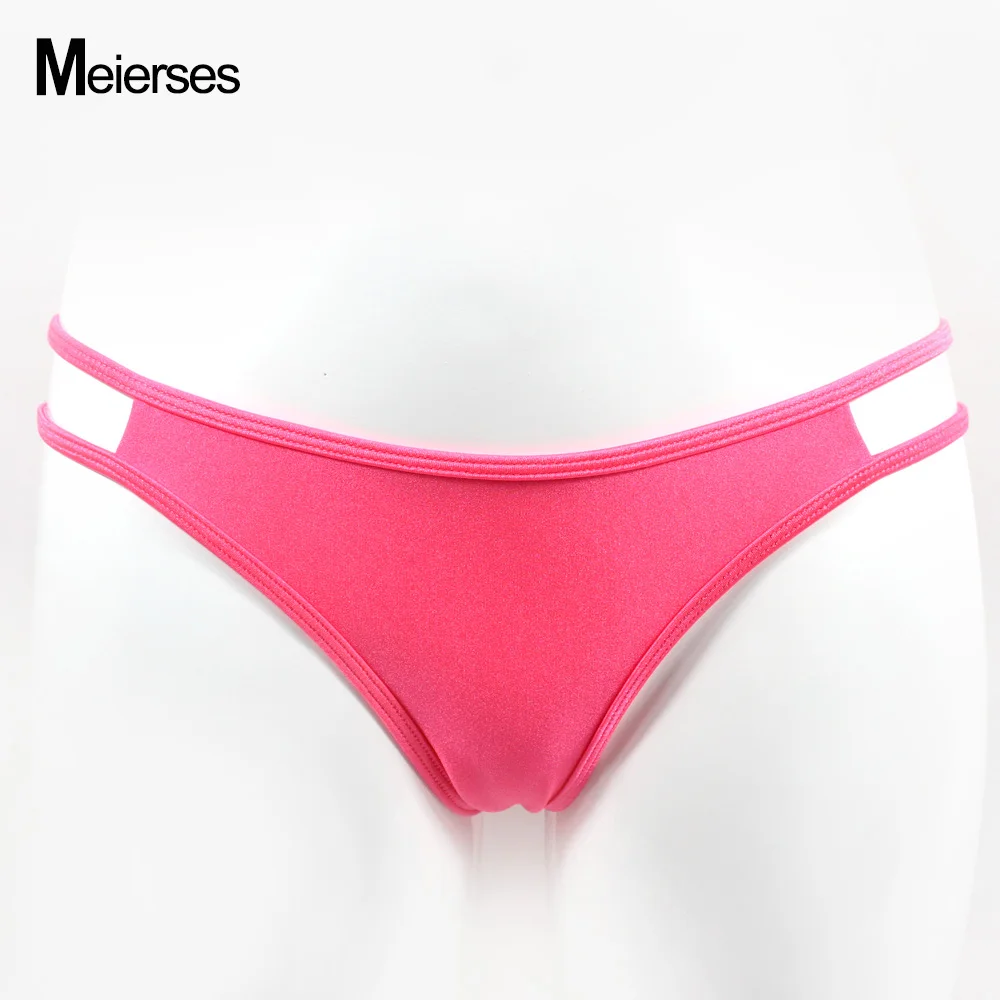 Hot Pink Женская сексуальная черная одежда для плавания, летние женские плавки с низкой талией, шорты-стринги, бикини, женское бразильское нижнее белье - Цвет: Hot Pink
