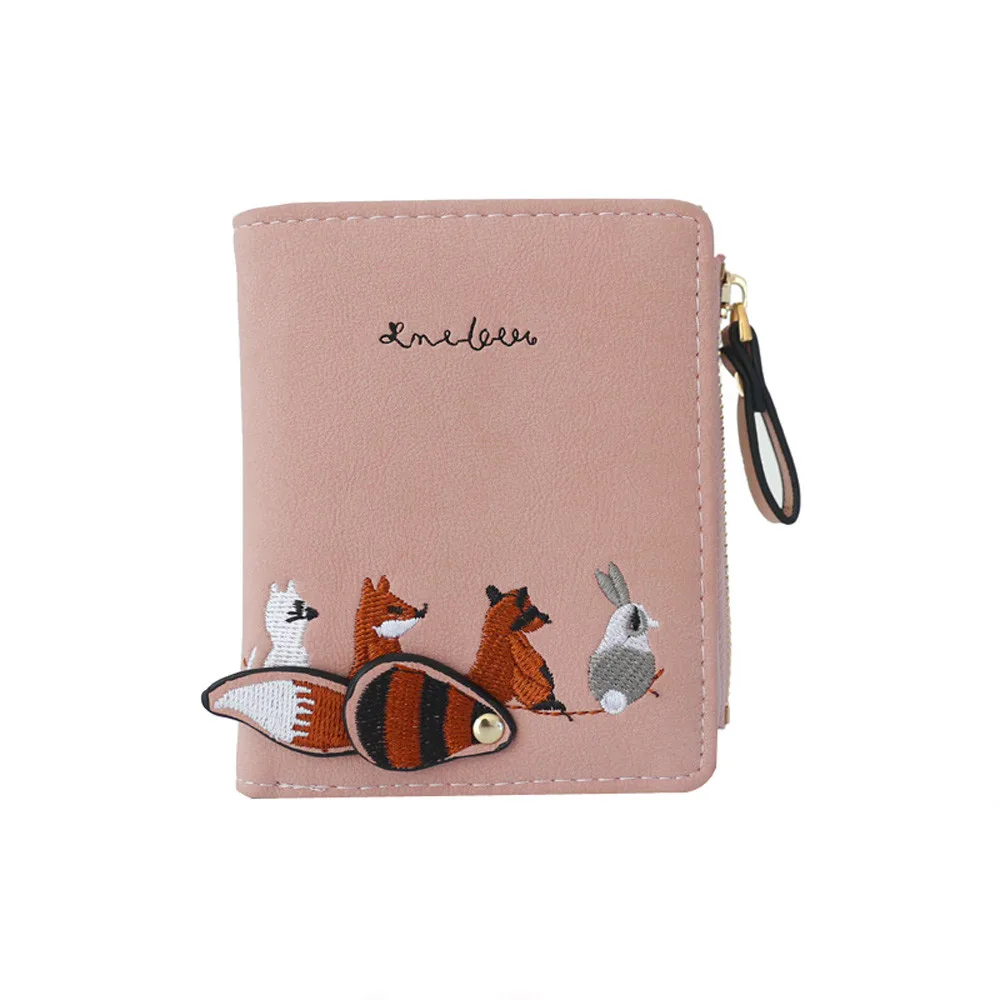 Fashion Women's Wallet Lovely Cartoon Animals Short Leather Female Small Coin Purse Hasp Zipper Kid Card Holder For Girls | Багаж и