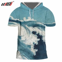 ujwi mens harajuku loose hooded tshirt unisex big size tee shirt 3d printed the new listing wave and ukiyo e t shirt suppliers