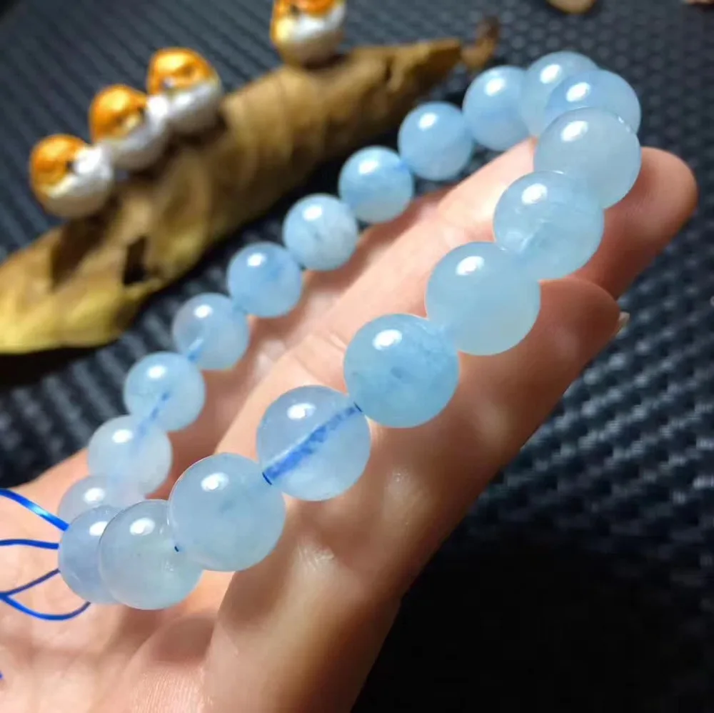 Оптовая продажа красивые женские браслеты 10 мм из натурального аквамарина