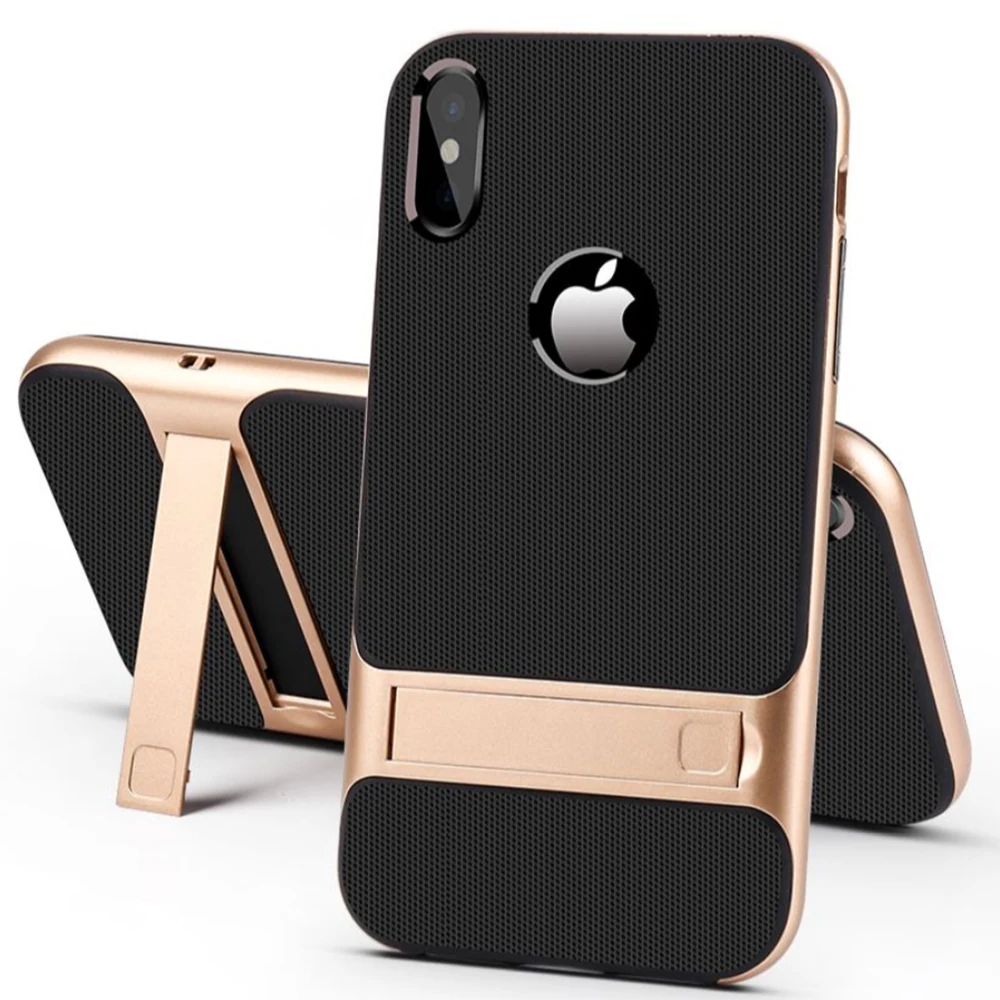 Caso de lujo para Для iphone xr carcasa kickstand I x xs max 10 6 6s 7 8 plus coque s6 cubierta ihone 7plus sxmax rx sx|Бамперы| |
