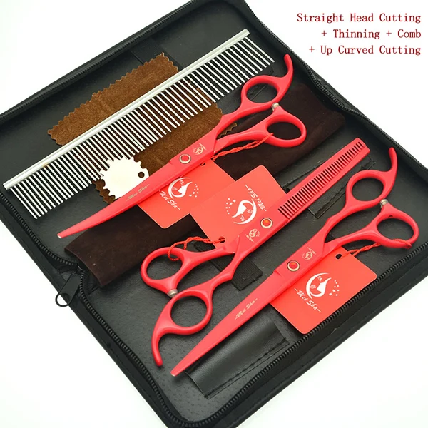 HB0139 with Bag Meisha 7 дюймов Высокое качество Изогнутые Ножницы для ухода за домашними животными набор ножницы для стрижки собак Япония 440c инструменты для красоты щенков HB0137 - Цвет: HB0139 with Bag
