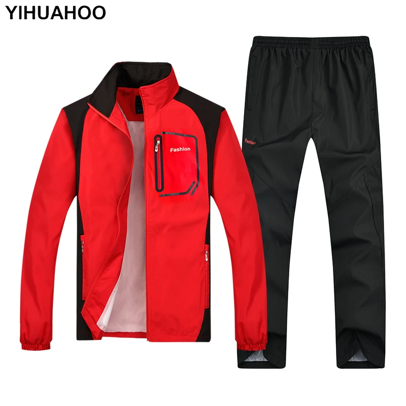 Мужской спортивный костюм YIHUAHOO из двух предметов на весну и осень 4XL 5XL YB
