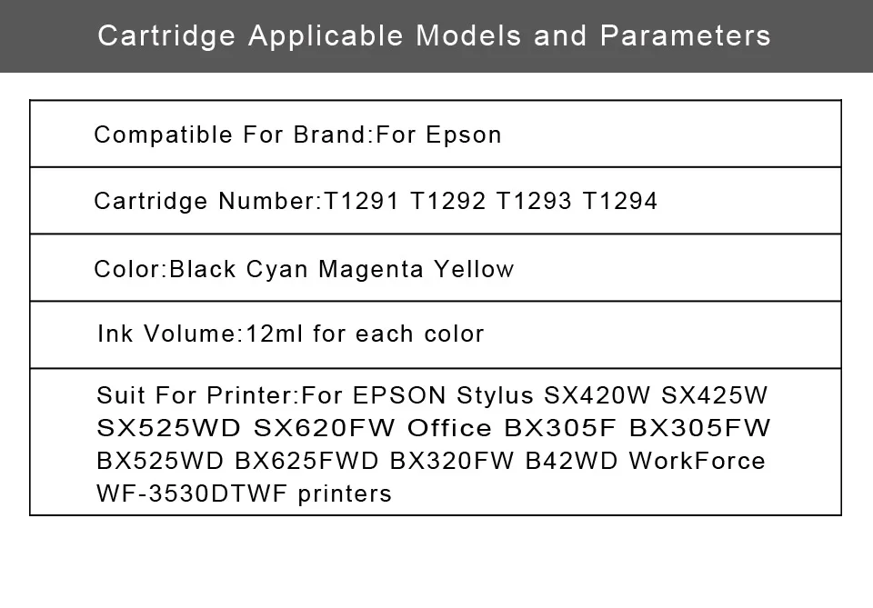 T1291 Refillable патрон чернил для принтера EPSON B42WD SX435W SX230W SX425W SX435W SX438 SX445W SX525WD SX535WD картридж для принтера