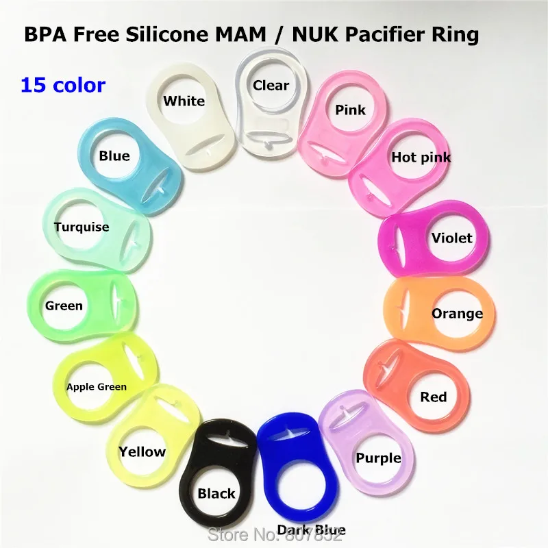 

Chenkai 50pcs Clear food grade BPA Free silicone baby mam pacifier chain soother holder rings NUK dummy rings attache sucette