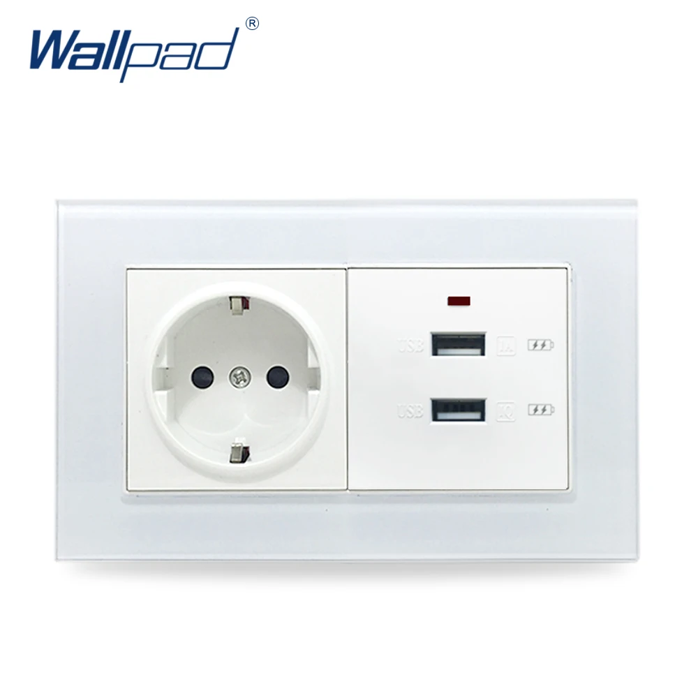 White Decoration Штепсельная розетка европейского стандарта и usb-панель из хрустального стекла 110 V-250 V 146*86mm 16A EU настенная розетка и 3,0 двойное более быстрое USB зарядное устройство - Цвет: White Decoration