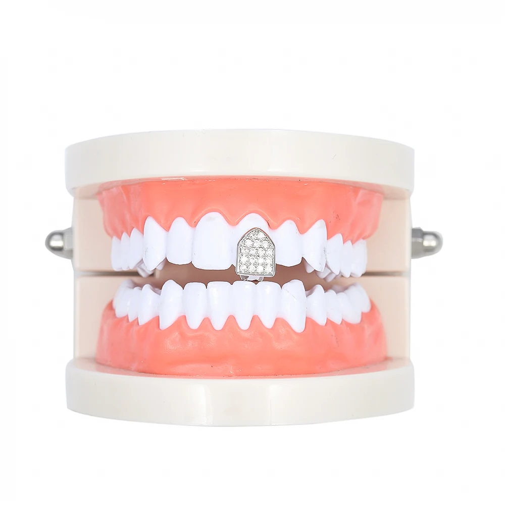 Новая микро хорошая Grillz Циркон Одиночная Золотая дентальная крышка хип хоп ЗУБЫ Grillz