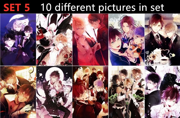 10 шт./лот дьявольские игрушки постер открытка наклейка диалловер Ayato Shuu Kanato Laito