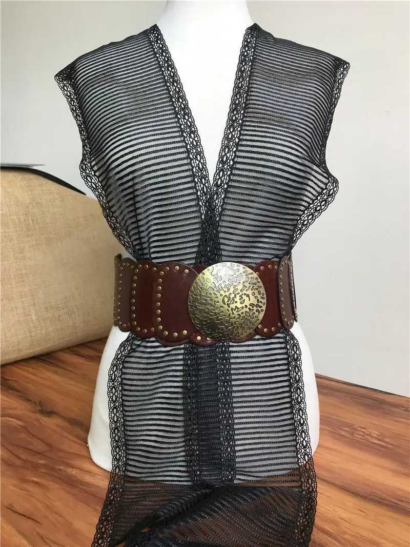 Пояса из натуральной кожи, широкие ремни для женщин, широкие пояса Ceinture Femme Cinto Feminino, женские панковские ремни с заклепками WBT0075