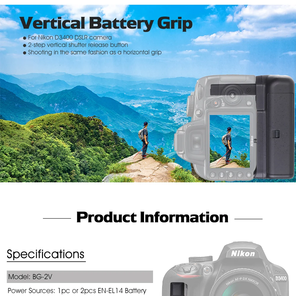 Capsaver Вертикальная Батарейная ручка держатель для Nikon D3400 камера мульти-мощность Батарея рукоятка пакет профессиональные аксессуары
