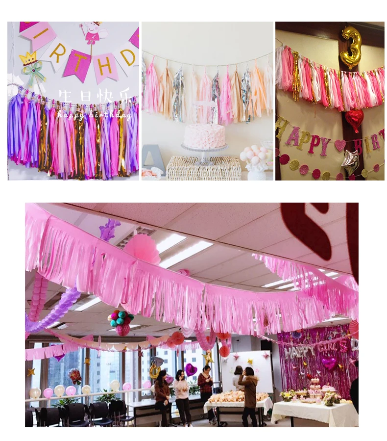 Конфетти гирлянда из папиросной бумаги с кистями для украшения свадьбы 14 Дюймов 5