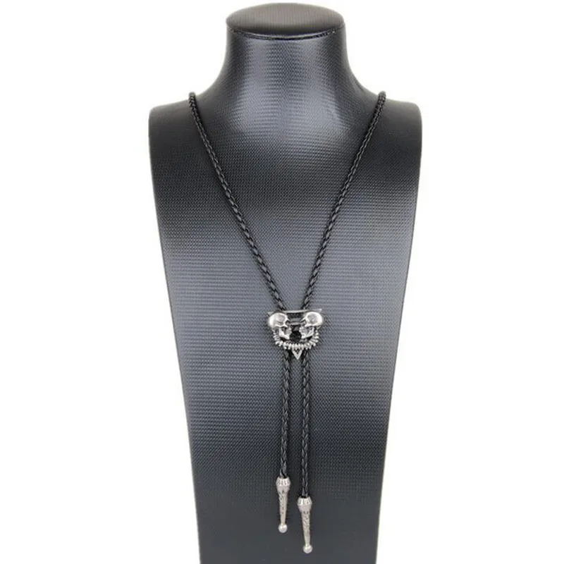 JINSE New American Neck Vintage Knitte Western Cowboy Bolo Tie Hollow Bola Shoestring Necktie Men Leather Necklace Fashion | Украшения и