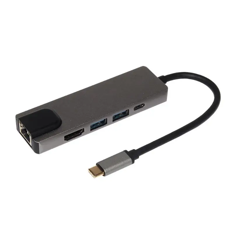 5 в 1 концентратор адаптер USB Type C к HDMI Gigabit Ethernet Rj45 Lan Быстрая Зарядка для Macbook Pro HUAWEI
