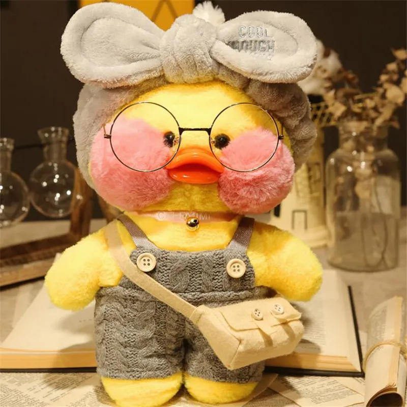 Bow Hairband Duck Гиалуроновая кислота утка плюшевая игрушка для девочки Lalavanfan кафе Мими маленькая Желтая утка DIY свитер шляпа кукла подарок подруге - Цвет: Bow Hairband Duck