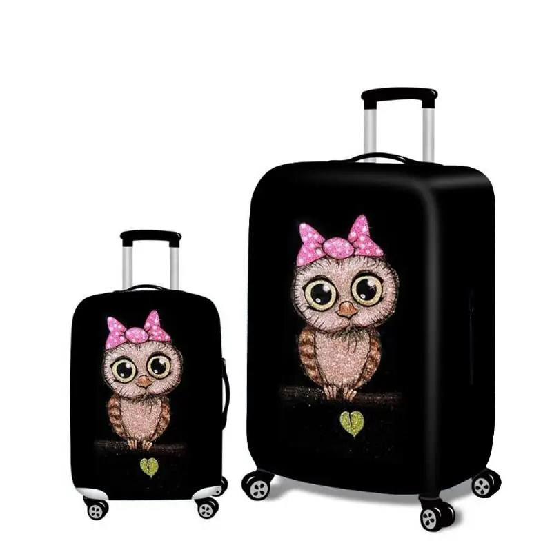 Owl girl HMUNII бренд For19-32 дюймов женский чемодан защита от пыли Чехлы для путешествий необходимости эластичный плотный защитный чехол на чемодан - Цвет: Owl girl