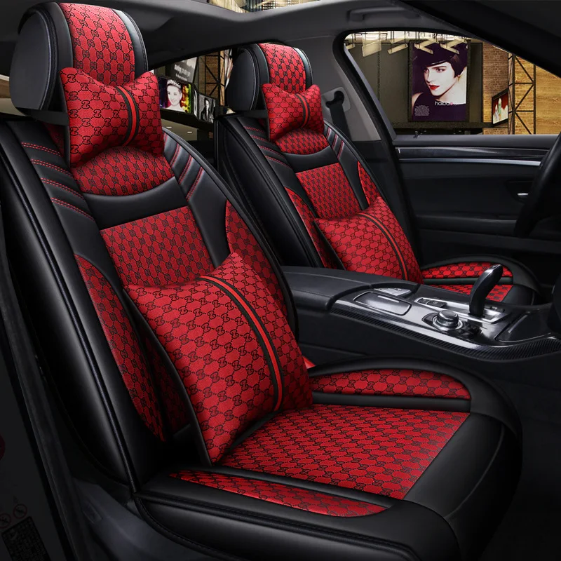 Модный новый чехол на заднее сидение автомобиля из углеродного волокна кожа