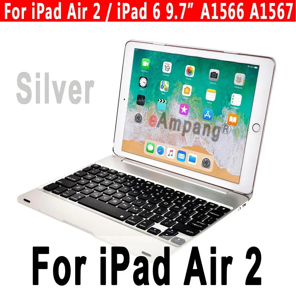 Silver for iPad Air2 Топ Флип-клавиатура для Apple iPad 9,7 5-го 6-го поколения Bluetooth клавиатура чехол для iPad Air 1 2 5 6 Pro 9,7 чехол - Цвет: Silver for iPad Air2