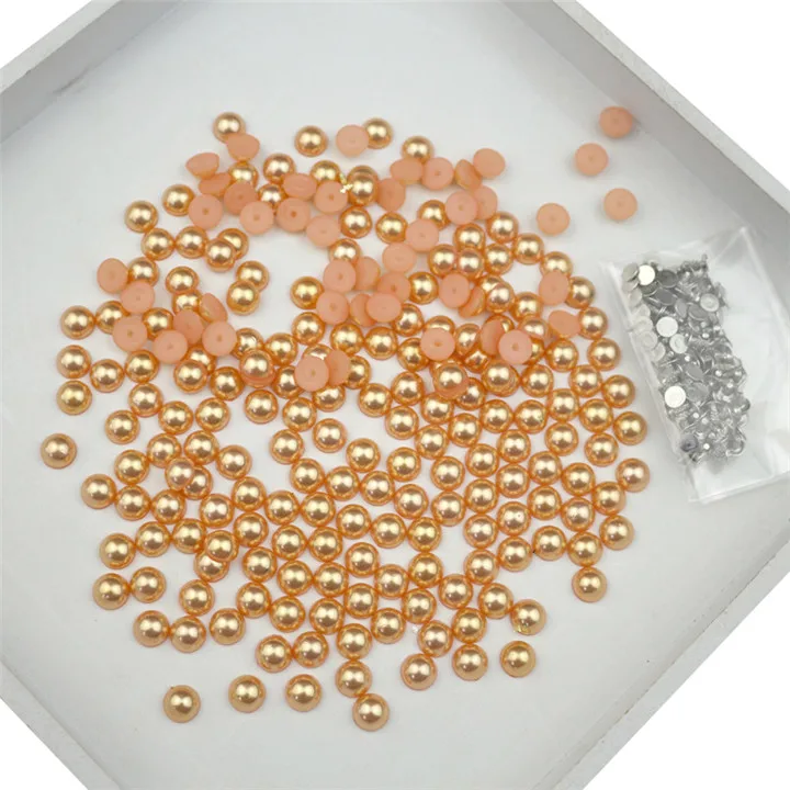 Champagne Rivets 50 комплектов полукруг имитация жемчуга заклепки DIY ремесло поставки кожа/одежда/сумка украшения бисера шипы полукруглые жемчужные шпильки - Цвет: Champagne Rivets