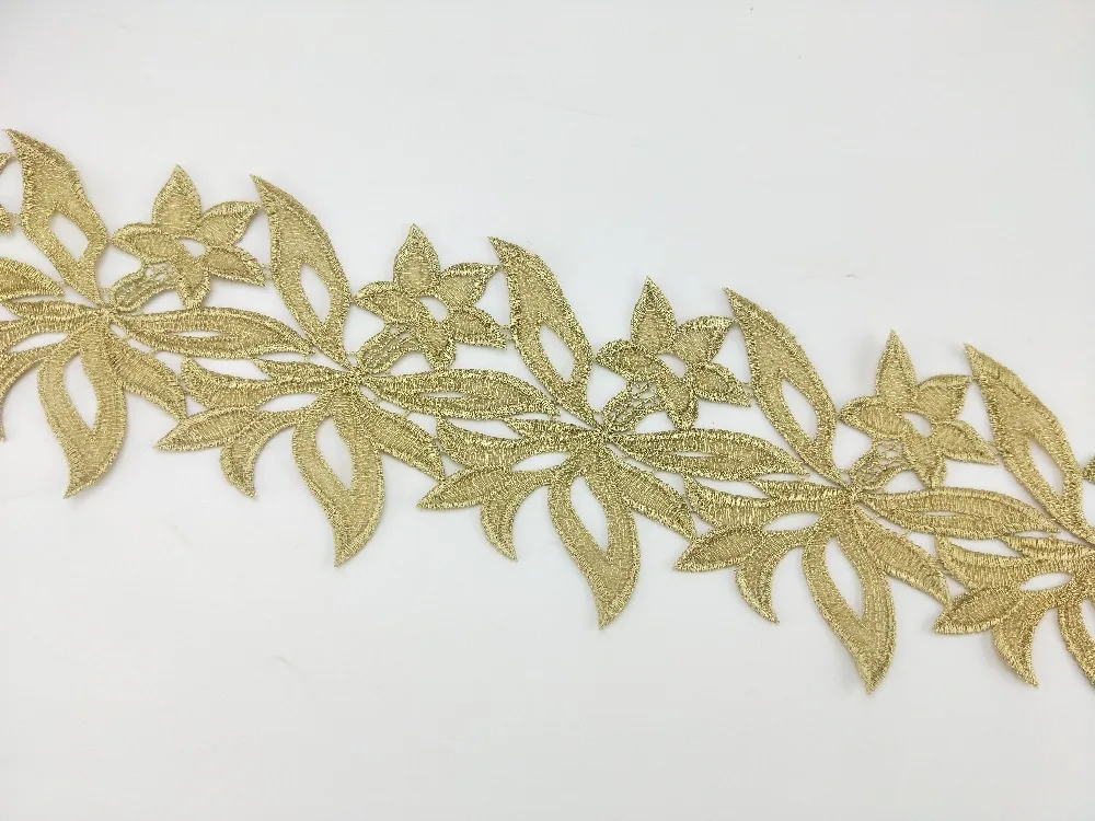 Модное Золотое кружево аппликация цветок блестки украшение, кружевная ткань для одежды Аксессуары пришить ткань Costura Craft