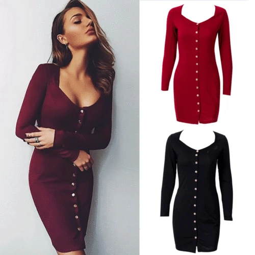 2019 модное женское платье сексуальное вязаное Vestido обтягивающее мини с длинным