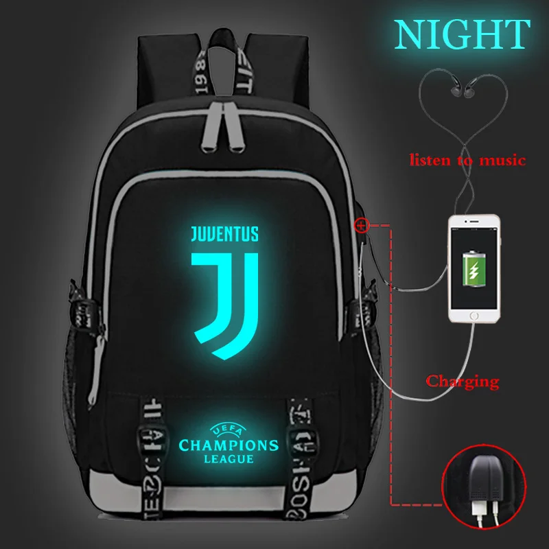 CP7 Ronaldo напечатанный w/USB порт рюкзак с отражающими вставками для мальчиков и девочек мужчин и женщин модные дорожные сумки школьная сумка для подростков ноутбук книга сумки - Цвет: 002