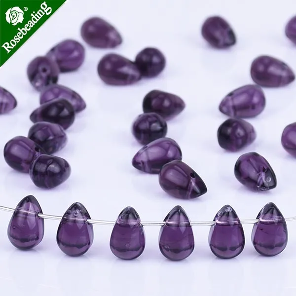 purple 6x9 мм чешские стеклянные каплевидные Бусины Стеклянные каплевидные бусины для изготовления бижутерии поставка, продается 50 шт./лот - Цвет: purple