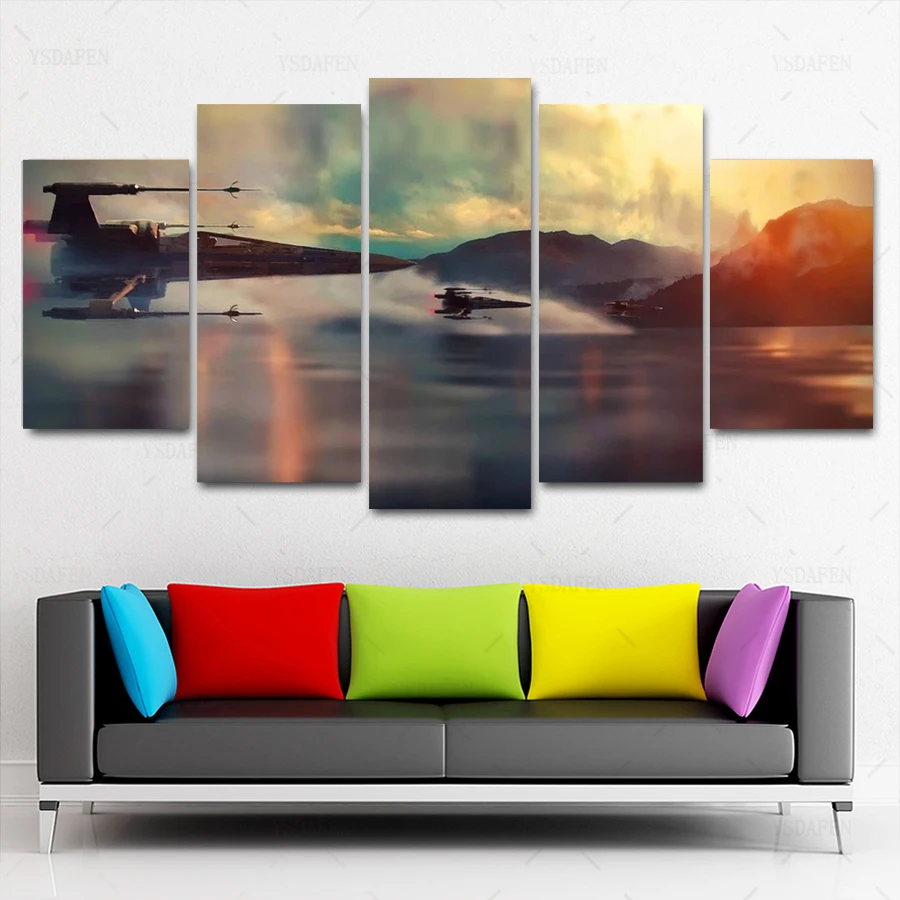 Прямая поставка HD 5 Панель Холст Искусство богатые и Звездные войны картина с