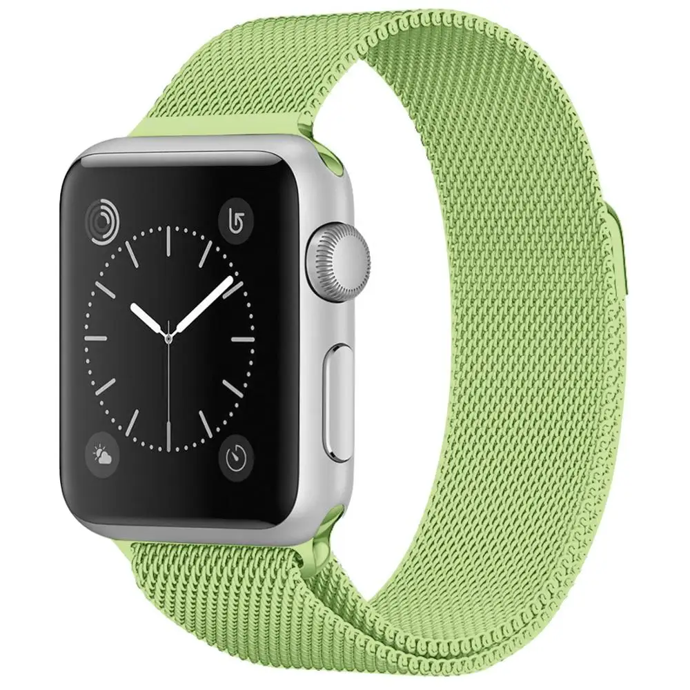 Mint green Ремешок для Apple Watch 38 мм 40 мм 42 мм 44 мм, Миланская Петля из нержавеющей стали, сетчатый Спортивный Браслет, магнитная застежка для iWatch серии 1/2/3/4 - Цвет ремешка: Mint green