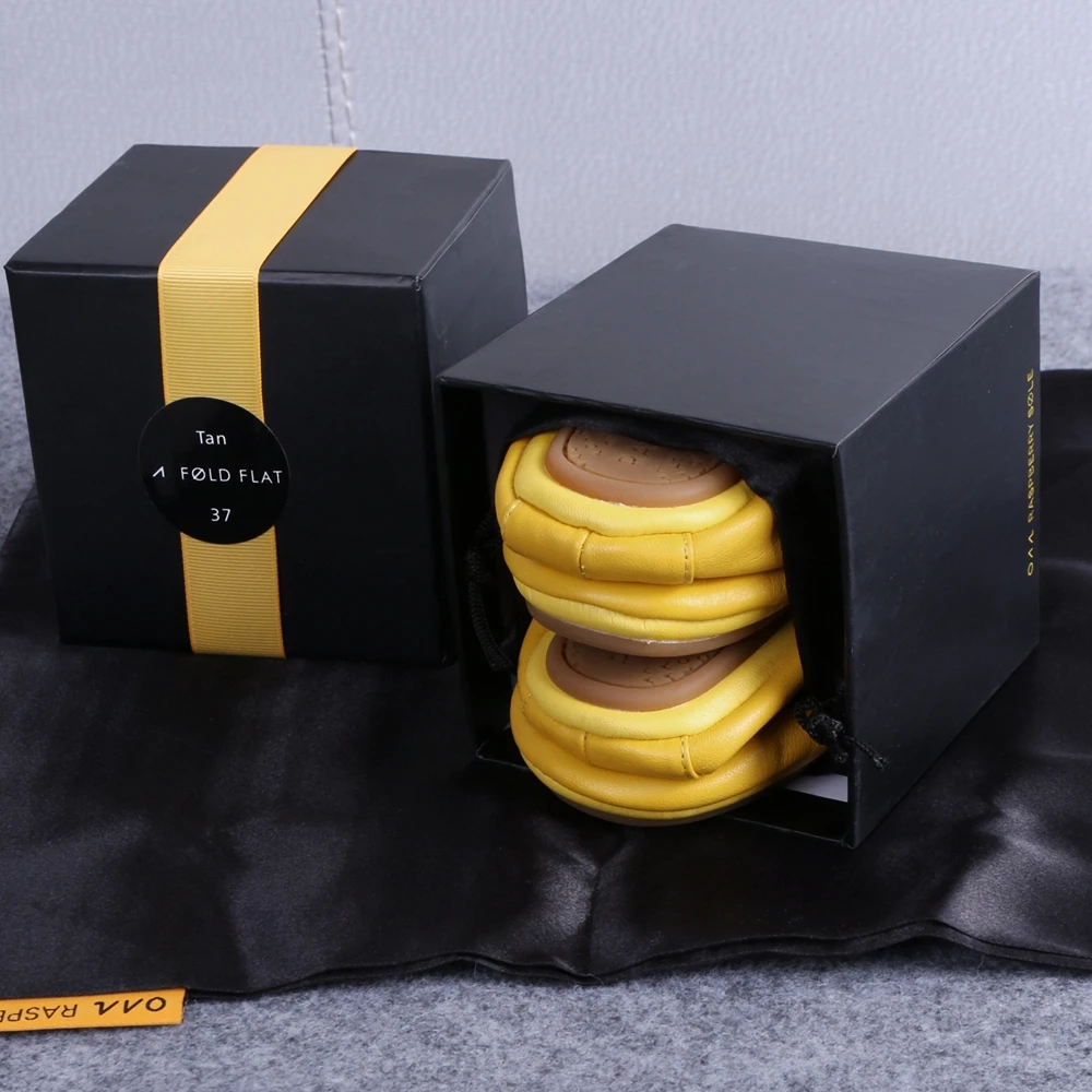 Желтый Модный Бренд Балерина Обуви Женщины Кожа Балета Плоские Складной и