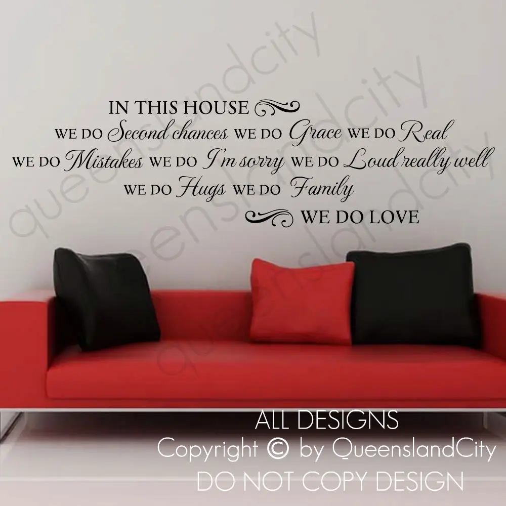 Виниловая наклейка на стену для комнаты Правила Дома в этом доме мы любим цитату